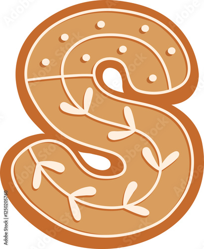 Gingerbread Biscuit Leaf Alphabet S Letter Cartoon