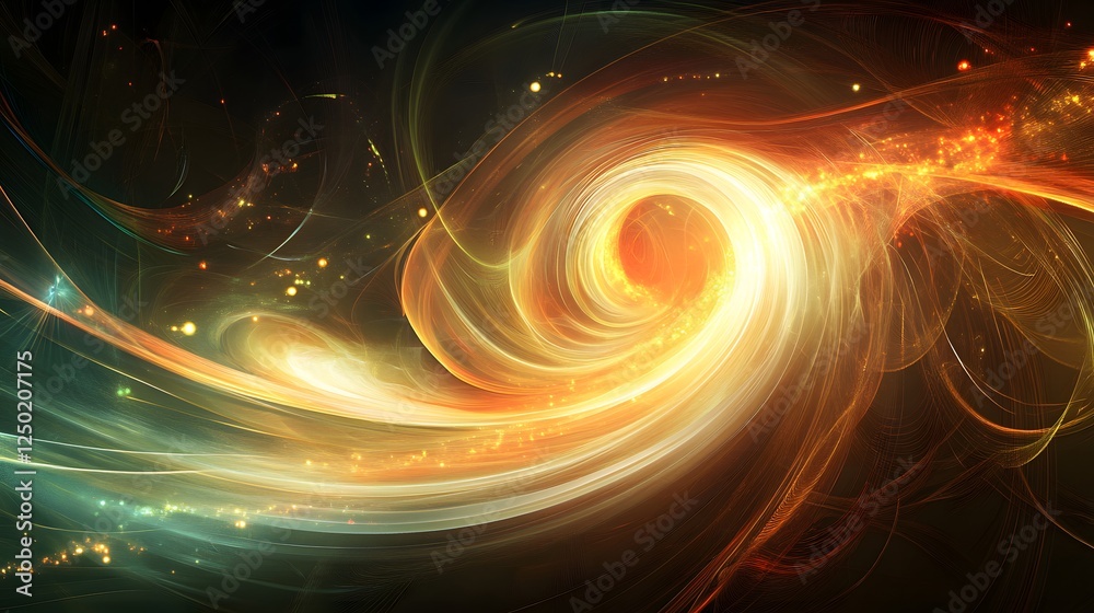 Obraz premium Abstract swirling light patterns in gold and orange hues