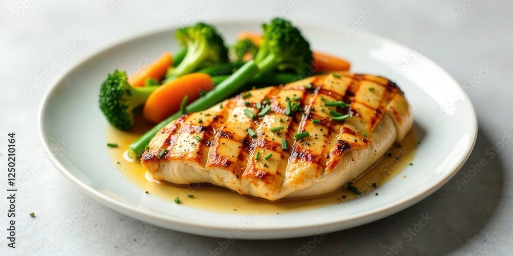 Grilled Chicken Breast with Roasted Vegetables on a Plate Grilled Chicken Breast with Roasted Vegetables on a Plate