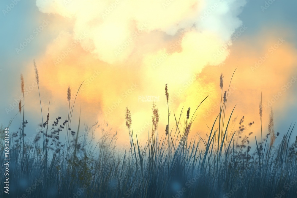Silhouettes of grass at sunset. Silhouettes of grass at sunset.