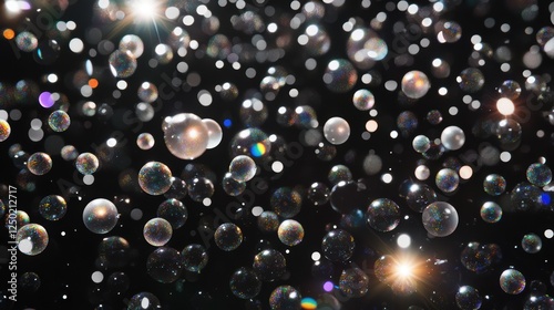 Sparkling Sphere Abstract Background Luminous Bubbles and Bokeh on Black