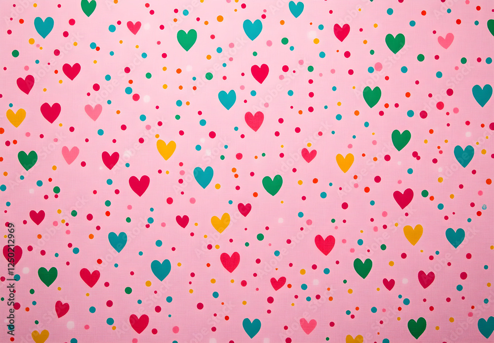 Colorful, cute heart-shaped pattern on a pink background, top view. Love concept for a Happy Mother's Day or Valentine's Day greeting card design. Flat lay, top view, with copy space. Bright Colorful, cute heart-shaped pattern on a pink background, top view. Love concept for a Happy Mother's Day or Valentine's Day greeting card design. Flat lay, top view, with copy space. Bright