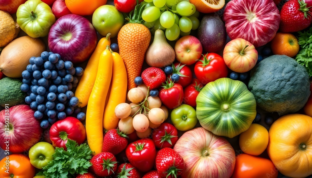 Vibrant Colorful Fruits and Vegetables Harvest Bounty Vibrant Colorful Fruits and Vegetables Harvest Bounty