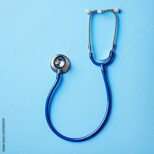 Blue stethoscope on a blue background