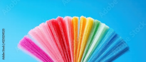 Vibrant Ferris Wheel with Pastel Colors Against Bright Blue Sky