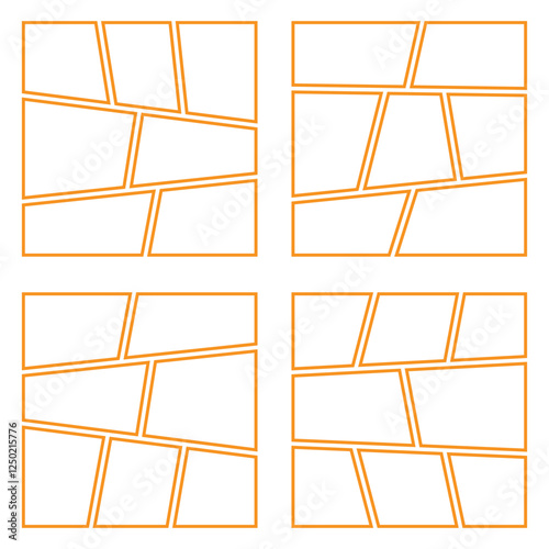 Set of collage grid comic divider blank template isolated vector illustration