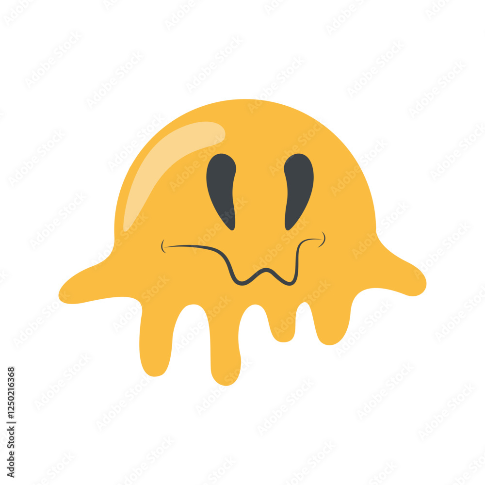 Psychedelic Dripping Smile on White Background. Vector Illustration in Vintage Cartoon Design Psychedelic Dripping Smile on White Background. Vector Illustration in Vintage Cartoon Design