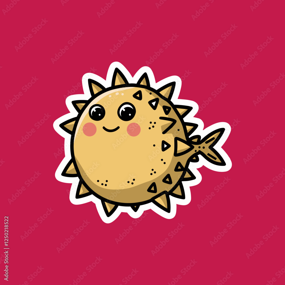 Fototapeta premium Cute Cartoon Puffer Fish Illustration