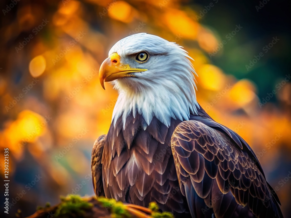 Obraz premium Majestic American Bald Eagle, Intense Gaze, Tilt-Shift Photography