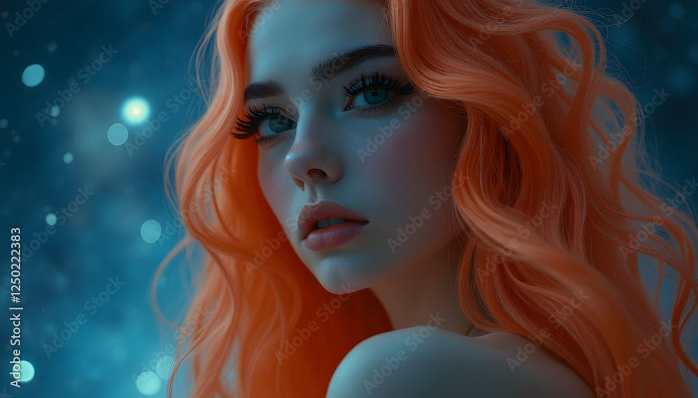 Fototapeta premium Charming model with long peach colored hair