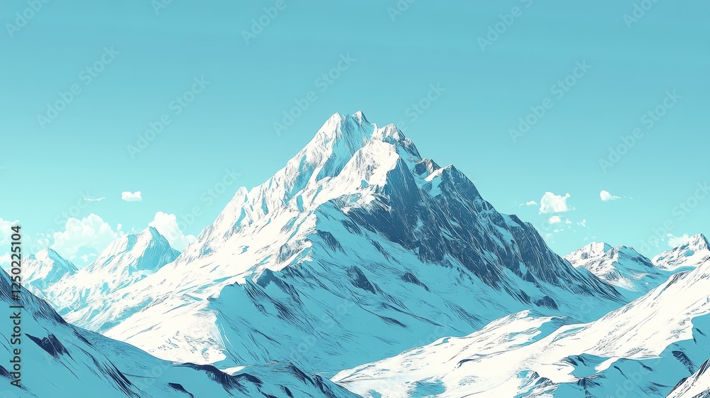 Obraz premium Majestic Snow-Capped Mountain Range Under Clear Blue Sky Alpine Landscape Scenery