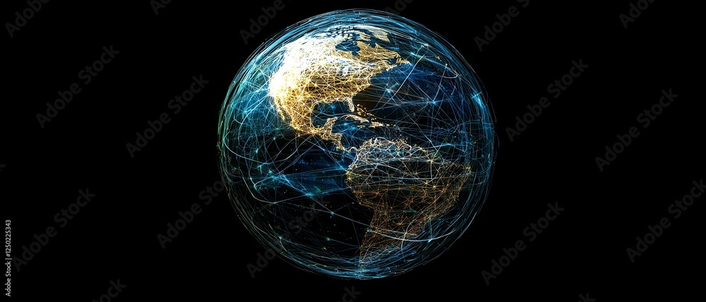 Fototapeta premium Digital representation of interconnected globe.