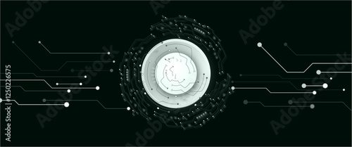 Close up of eye with futuristic technology. Digital futuristic eye technology