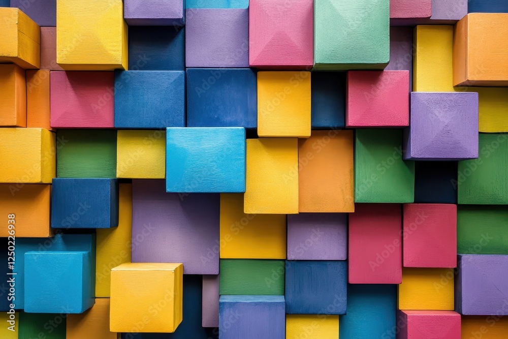 Vibrant Multicolored Wooden Blocks Background Abstract Geometric Texture. Vibrant Multicolored Wooden Blocks Background Abstract Geometric Texture.