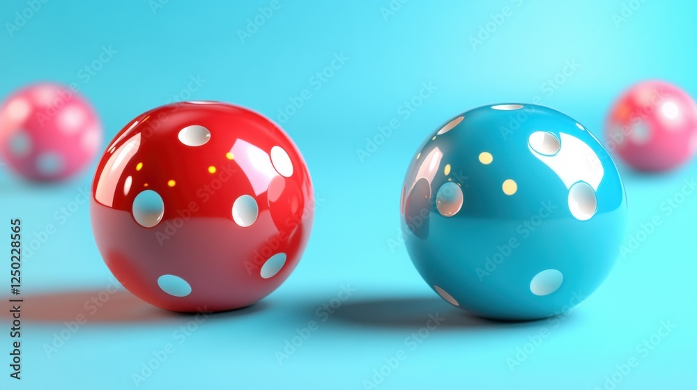 Colorful polka dot balls on a bright backdrop. Colorful polka dot balls on a bright backdrop.