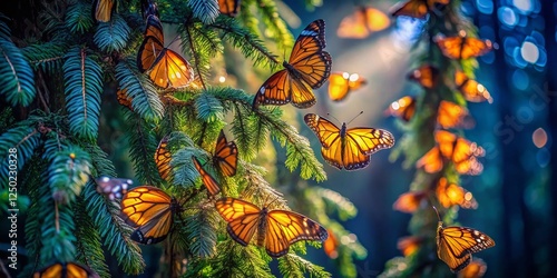 Michoacan Monarch Butterfly Biosphere Reserve Night Photography - Low Light Image photo