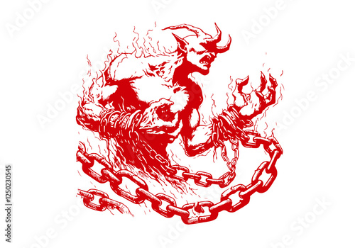  Ifrit Djinn hand drawn sketch vector