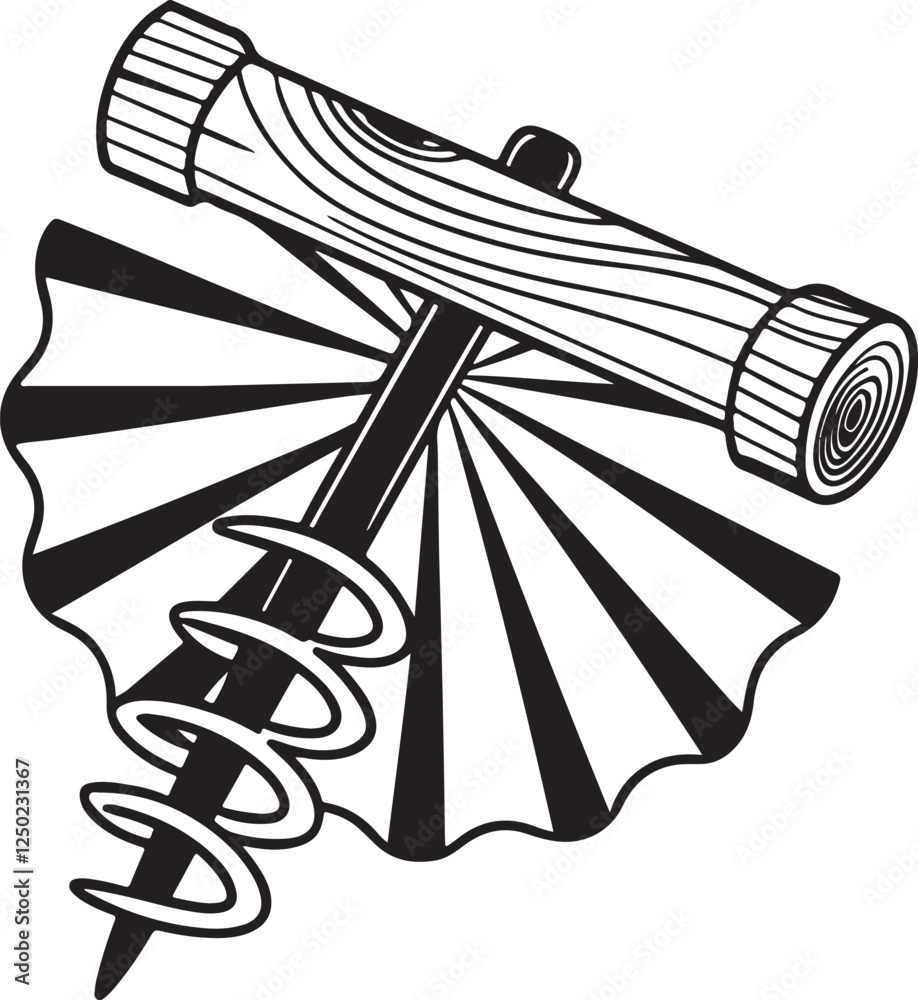 Fototapeta premium Auger Rustic Tool for Gardening, Silhouette vector art illustration