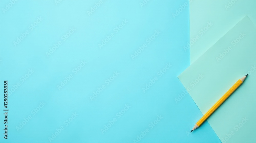 Simple Yellow Pencil on a Light Blue Background Simple Yellow Pencil on a Light Blue Background
