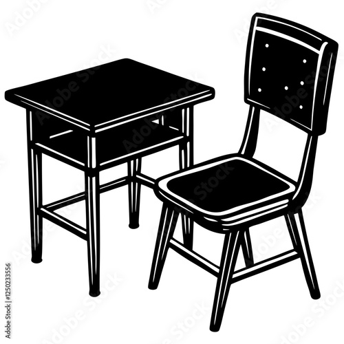 School desk and a chair on white background vector art illustration  photo