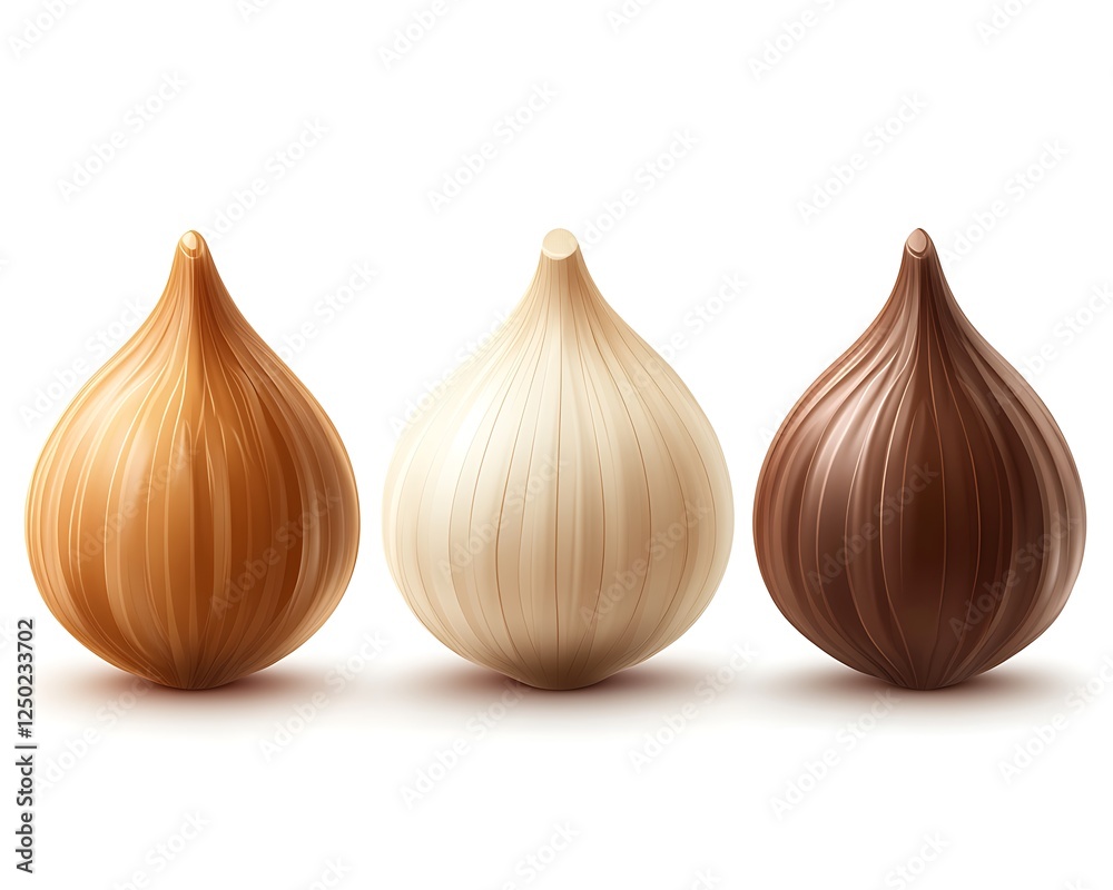 Obraz premium Three colorful realistic chocolate truffles