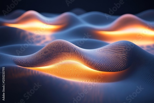 Wallpaper Mural Abstract glowing wave textures forming radiant spheres, 3D render, Generative AI Torontodigital.ca