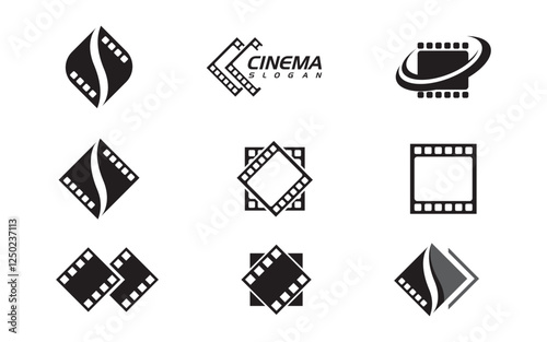 Movie film cinema icon vector Logo design illustration