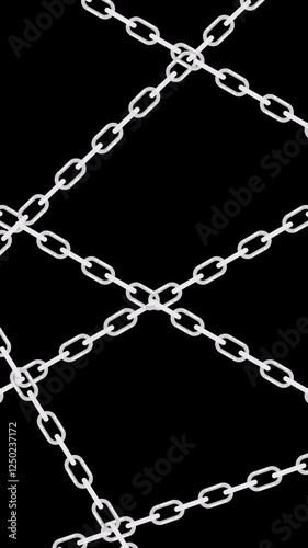 Chain animation with transparent background. Explain the concept of security and restrictions.