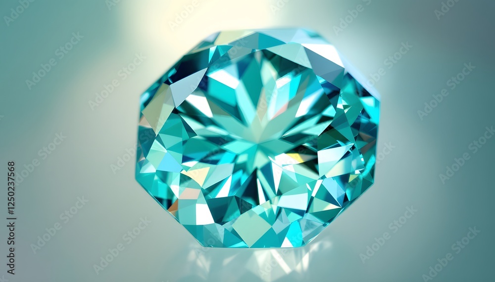 Fototapeta premium Brilliant Blue Gemstone Diamond Facet Sparkle