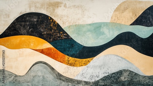 Wallpaper Mural Abstract waves of color in a textured design, evoking a serene landscape. Torontodigital.ca