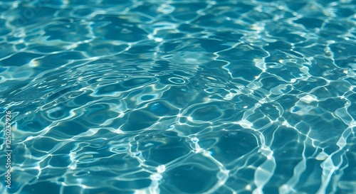 Clear Blue Water with Sunlight Reflections Abstract Texture Background