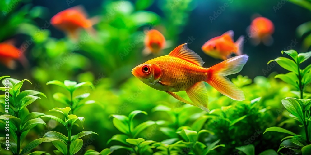 Minimalist Vibrant Aquarium: Lush Plants & Orange Fish Minimalist Vibrant Aquarium: Lush Plants & Orange Fish