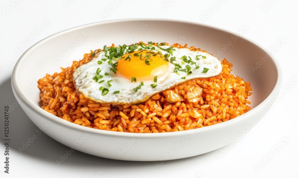 Spicy fried rice with fried egg, studio shot, food photography, recipe illustration Spicy fried rice with fried egg, studio shot, food photography, recipe illustration