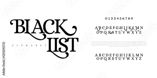 Blacklist typography beauty fashion elegant minimalist serif italic fonts decorative wedding vintage retro logos. Minimal luxury font alphabet logo. Vector illustration