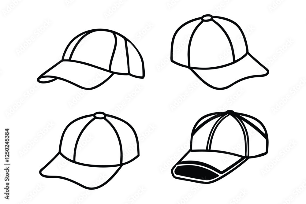 Line art of baseball caps vector style illustration2.eps Line art of baseball caps vector style illustration2.eps