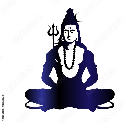 Maha Shivratri’ Hindi calligraphy, Lettering means Lord Shiv Shankar, Lord Shiva Silhouette vector Illustration, Traditional Festival Poster Banner Vector Illustration