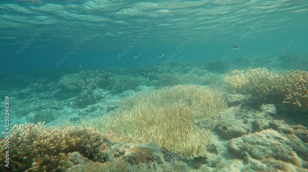 Shallow Underwater Coral Reef Scene With Small Fish; keywords underwater,coral reef,fish,marine life Shallow Underwater Coral Reef Scene With Small Fish; keywords underwater,coral reef,fish,marine life