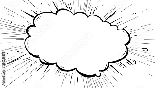 Dynamic speech bubble design with explosive lines radiating outward, perfect for dialogue
