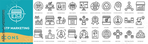 Stp marketing icon. Market Segmentation, Target Audience, Customer Profiling, Market Targeting and Positioning Strategy