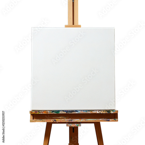 wooden easel with blank canvas