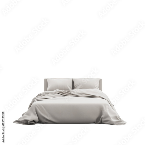 Minimal bed isolated on transparent background 