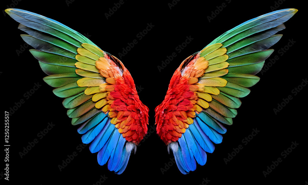 Obraz premium カラフルな天使の翼。黒背景。（colorful angel wings on black background.） 