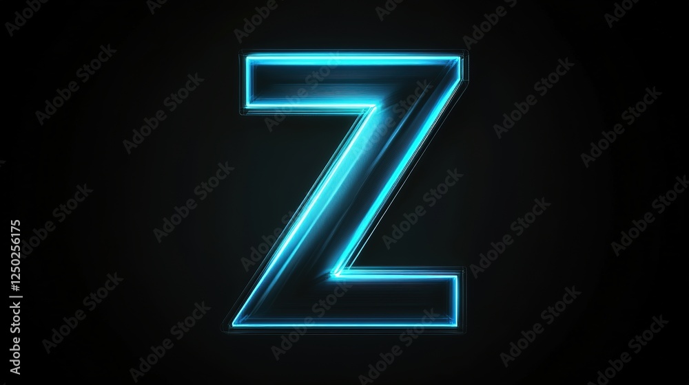 Fototapeta premium Abstract Neon Letter Z, Illuminated and Isolated on Black Background