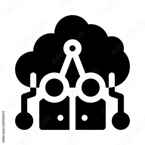 Cloud collaboration glyph icon