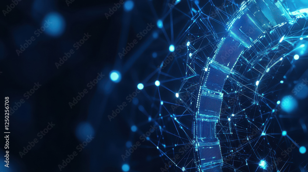Abstract blue digital background with glowing connections and dots on a dark space Abstract blue digital background with glowing connections and dots on a dark space