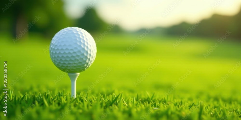 A Golf Ball Ready for a Perfect Tee Shot on a Lush Green Course A Golf Ball Ready for a Perfect Tee Shot on a Lush Green Course