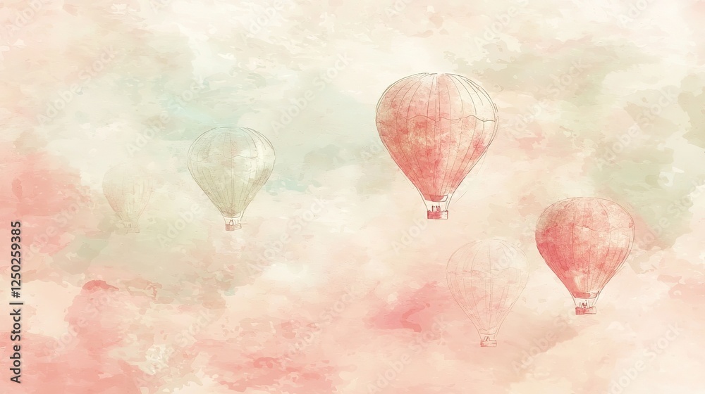 Obraz premium Watercolor Hot Air Balloons