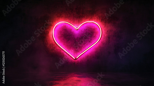 A vibrant neon heart symbolizing love and passion against a dark background.