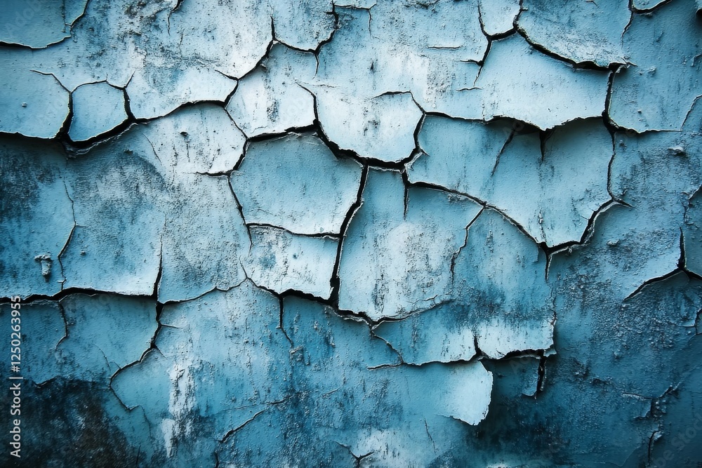 Weathered Beauty: A Detailed Close-Up of Cracked Paint on Concrete Wall Elicits Ephemeral Elegance and Urban Decay