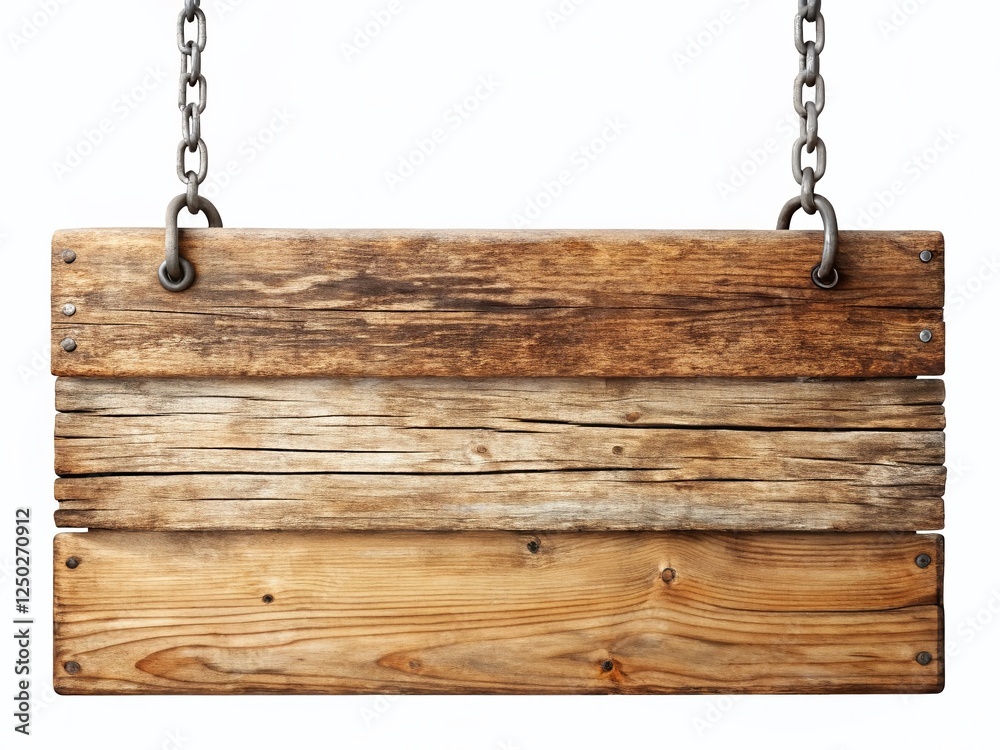 Rustic Wooden Signs with Chain, Isolated on White, Tilt-Shift Photography, Clipping Path Rustic Wooden Signs with Chain, Isolated on White, Tilt-Shift Photography, Clipping Path